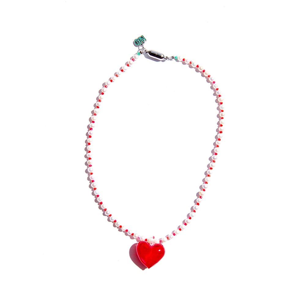 RED HEART BEADS PEARL NECKLACE #73