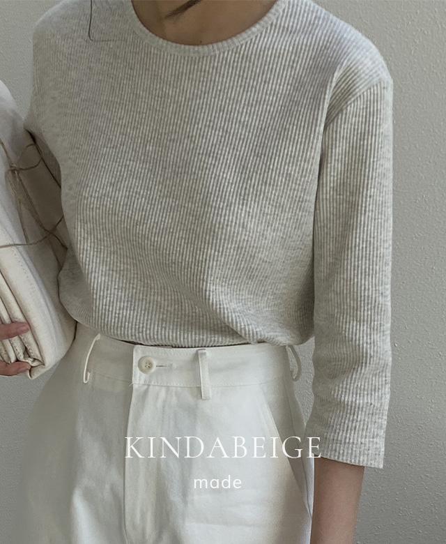 [kindabeige] 채셔 골지 티셔츠 (melange oatmeal) (*주문폭주/ 생산지연되어 7일이상 소요될 수 있습니다)