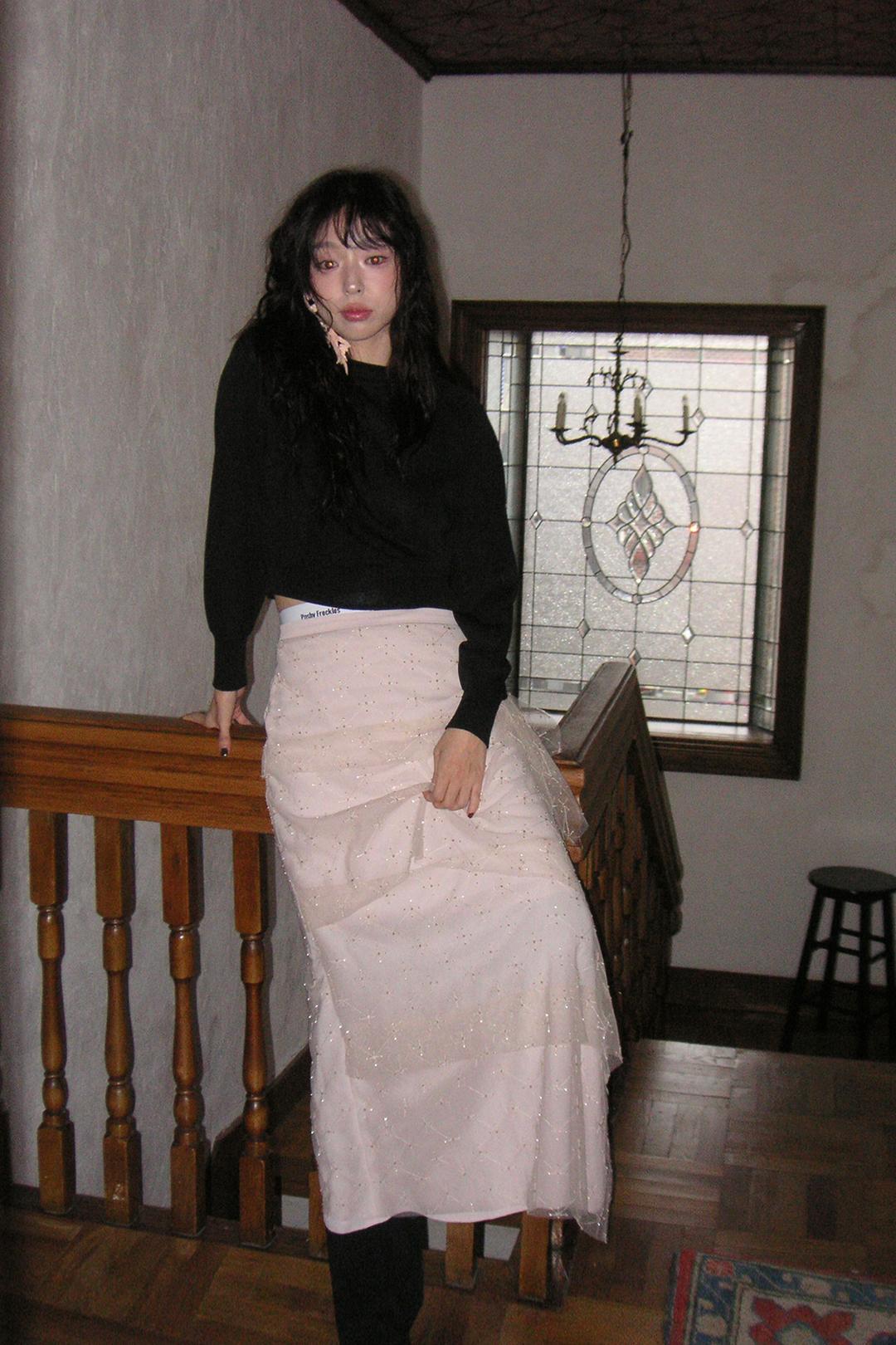 [2nd. 11/13  예약배송] minminde X PoF Diamond Dust Skirt_Blush Nude