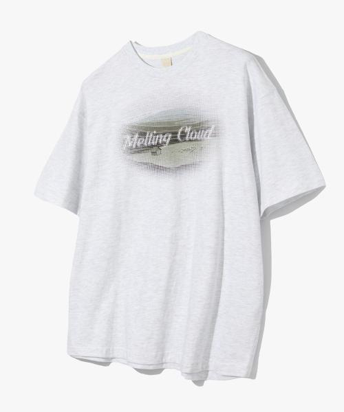 모자이크 클라우드 티셔츠 화이트 멜란지