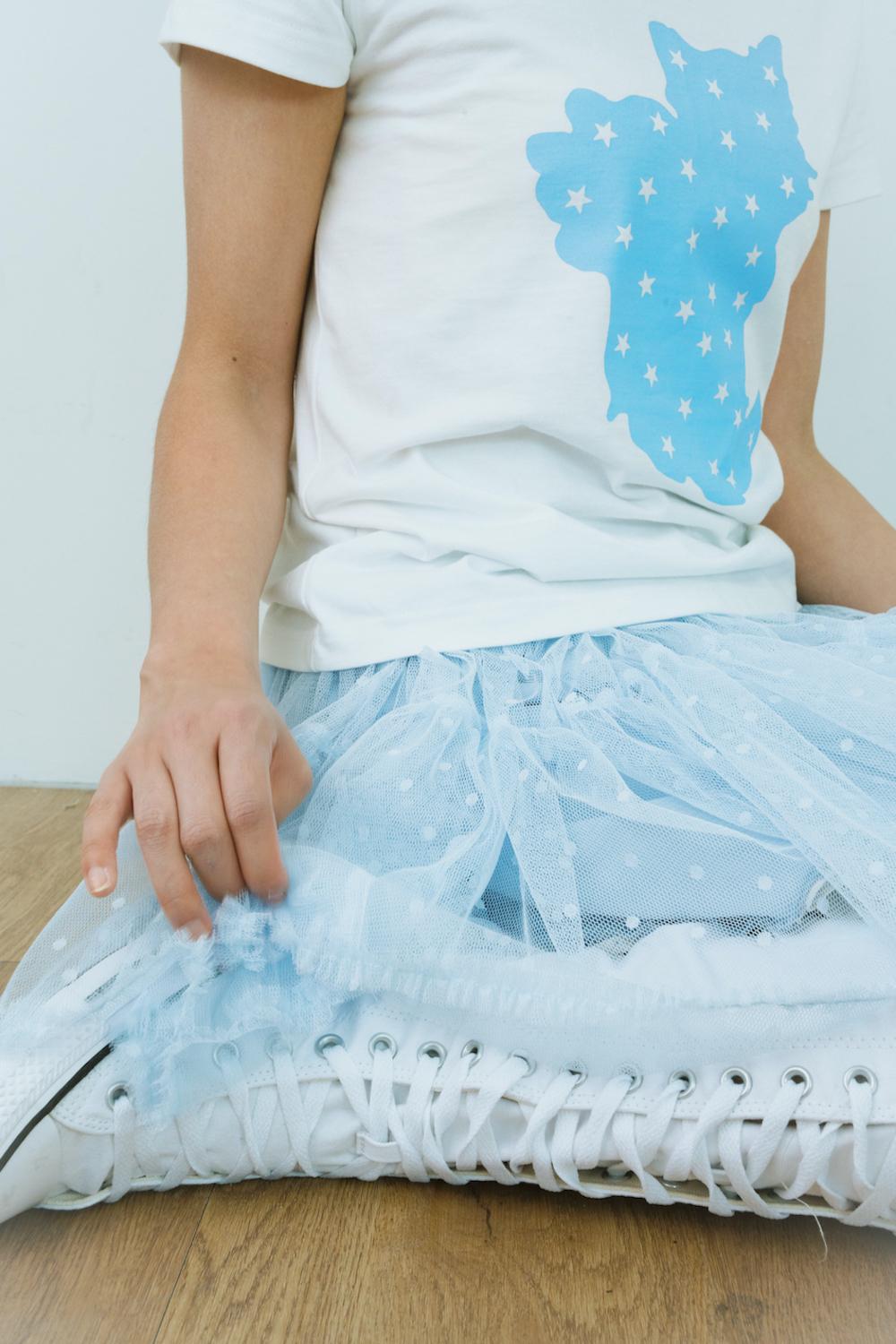 2-WAY POLKA DOT TULLE SKIRT (BLUE,PINK)