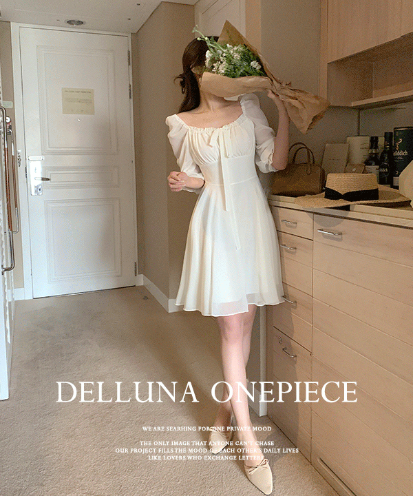 💝10%할인기획전💝델루나 살랑리본 쉬폰원피스 - 2color  <font style="font-size:0px