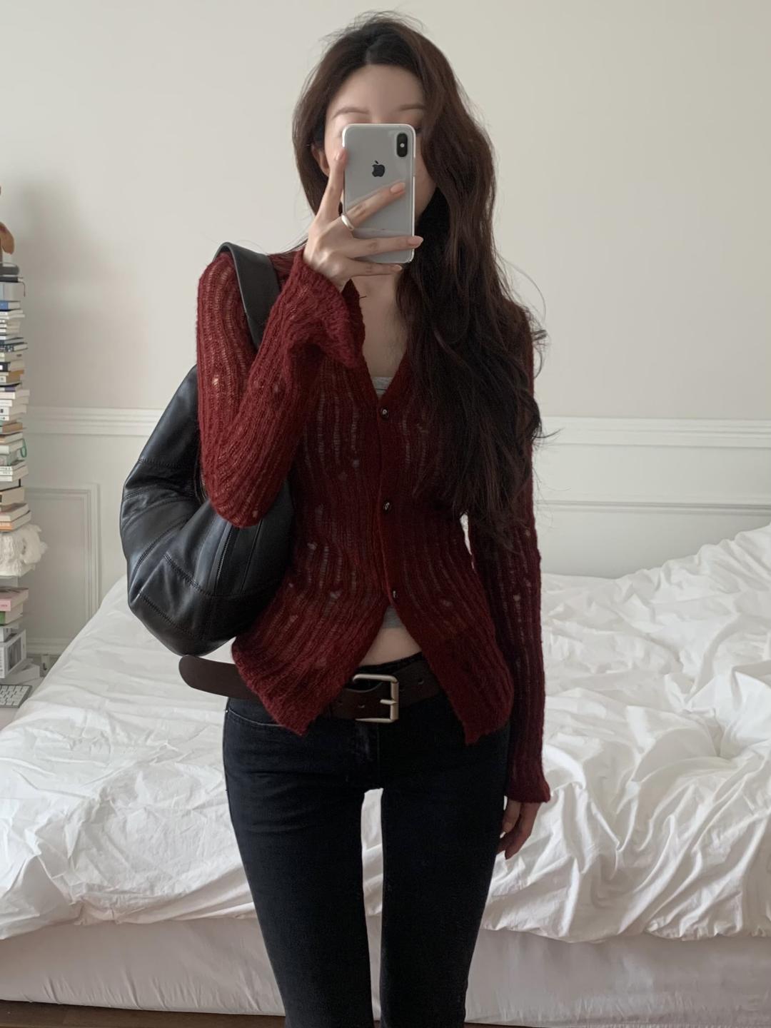 damaged collar cardigan (3col)