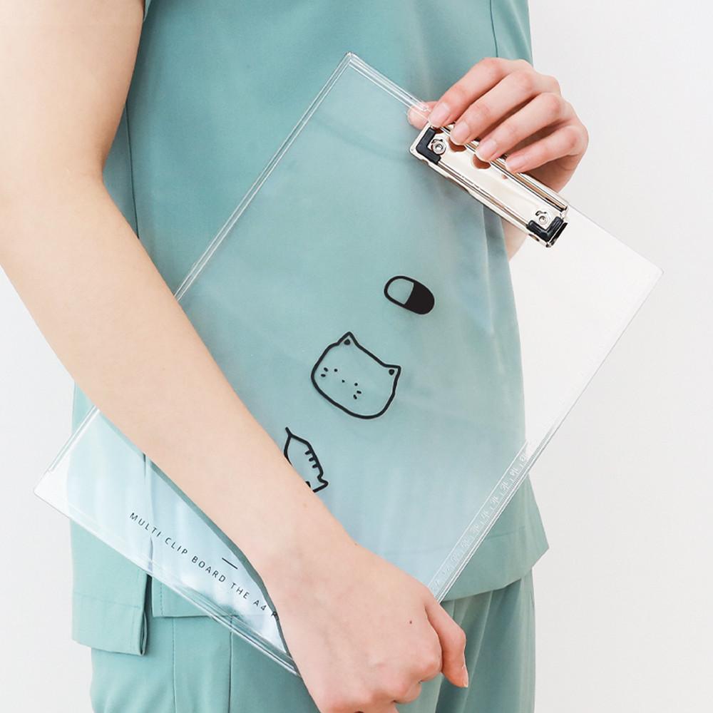 감성 키니 캐릭터 클립보드 ver3 투명 사무용 결재 서류판 클립 보드