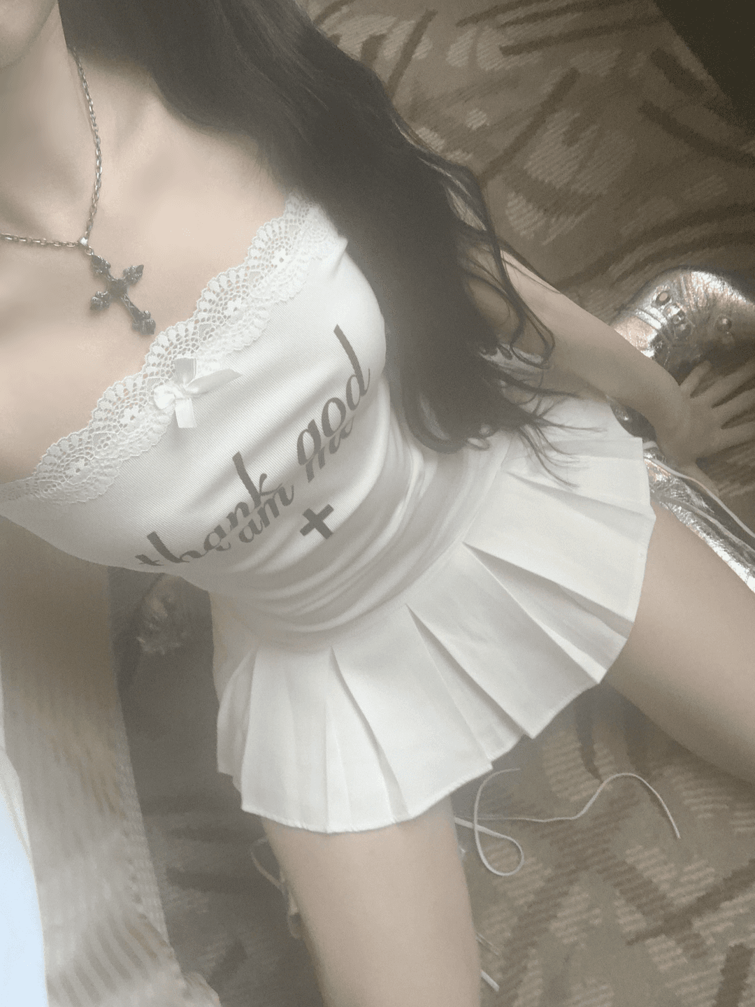 Thankstoo Lace Tube Top (White)