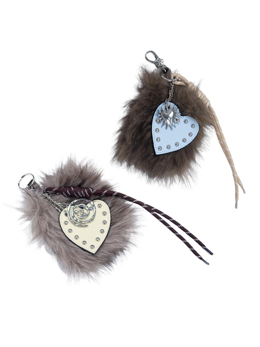CONFUN Fur Heart Charm Pendant (2color)