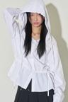 스트라이프 후디 셔츠 화이트