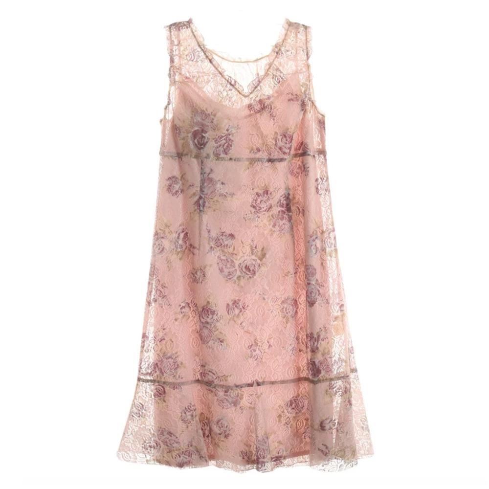 see thorugh rose dress *inner dress  including