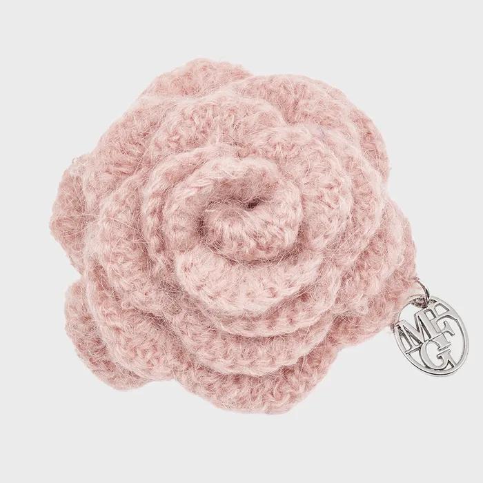 CIRCLE LOGO FLOWER BROOCH gray pink