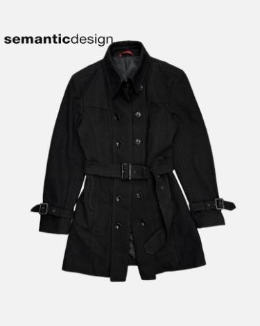 SEMANTIC DESIGN black wool belted coat