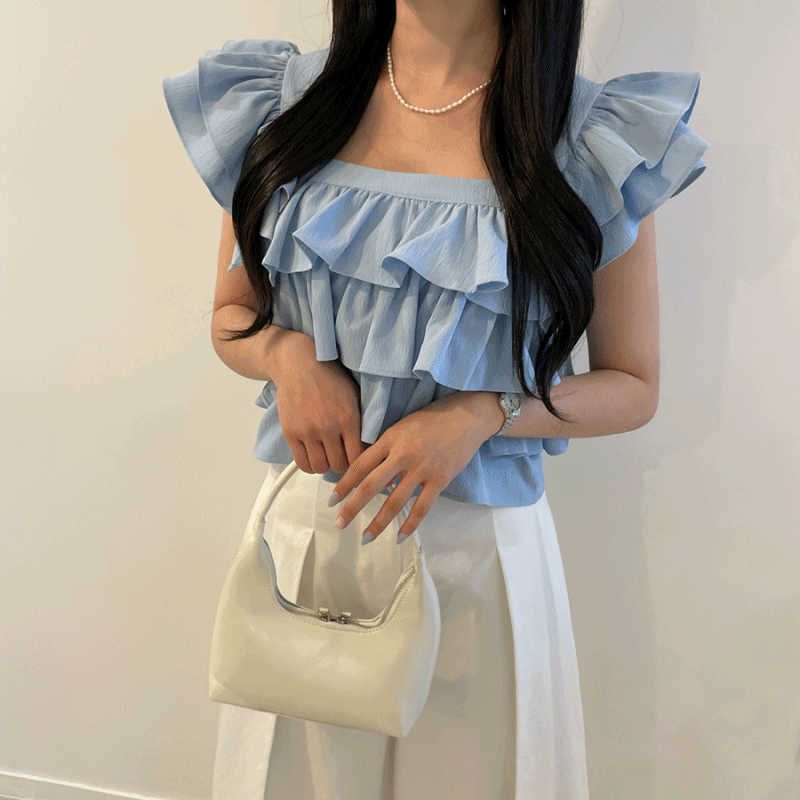 포피니 프릴 리본 블라우스