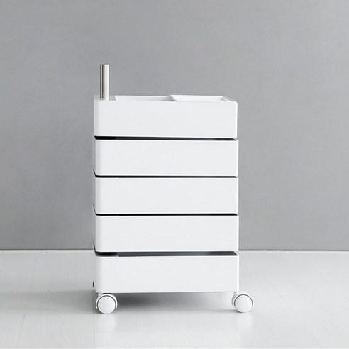 마켓비 BINGEURI 회전서랍 트롤리 5단, 화이트, 5단