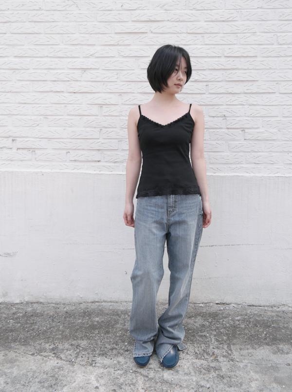 버티컬 슬릿 데님 팬츠