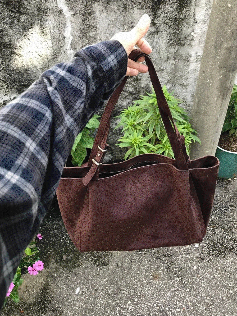 (프리미엄) 레야 스웨이드 숄더 토트백 3C