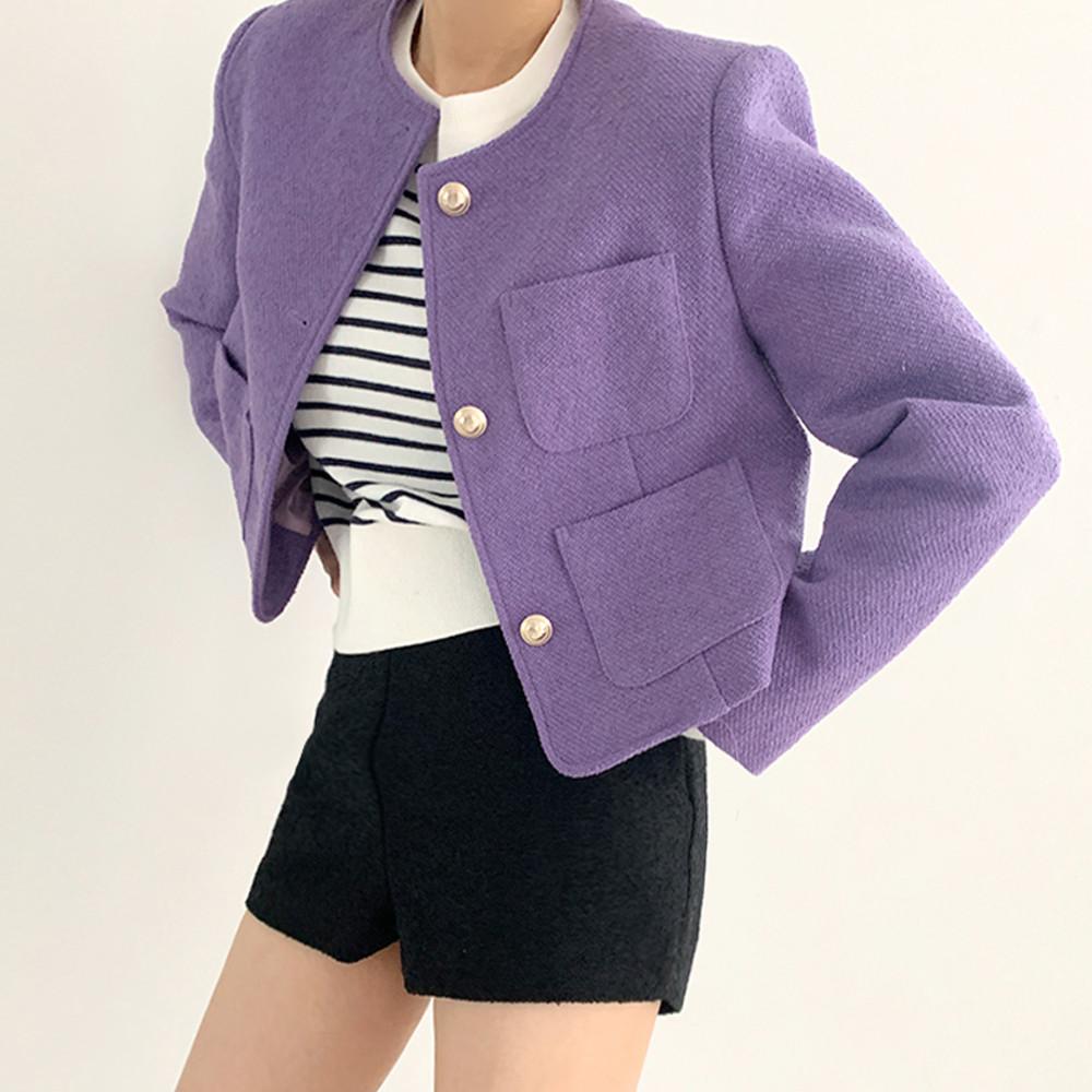 퍼플블랙 트위드 자켓