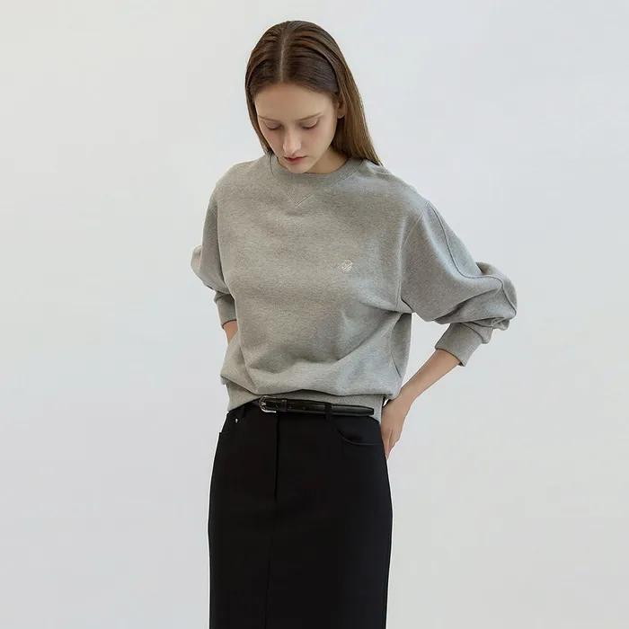 Balloon Sleeve Crop Sweatshirts Grey AT5TSF068GE