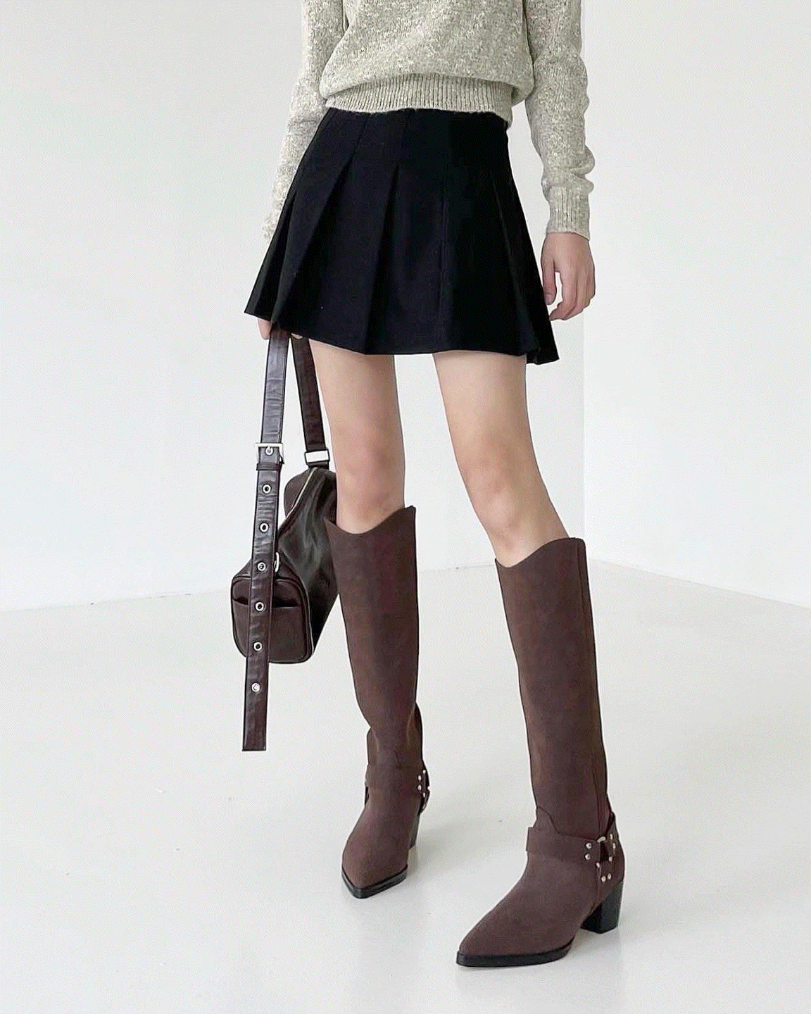 도티 플리츠 울 미니 스커트 [3co]