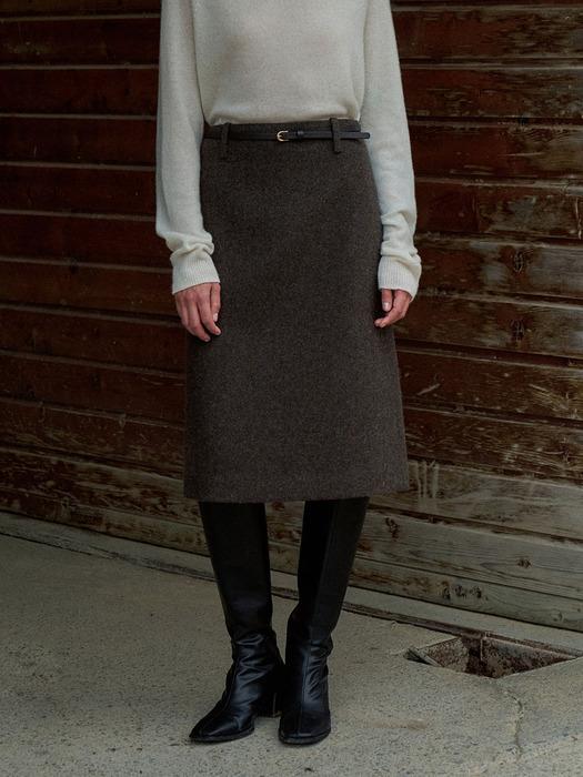 Wool Midi Skirt[LMBEWISK410]-Brown