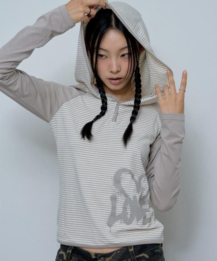 LOVE STRIPE HOODIE (BEIGE)_F24ZB065