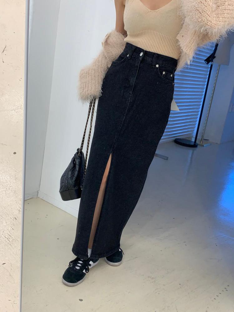 QQ 흑청 롱스커트