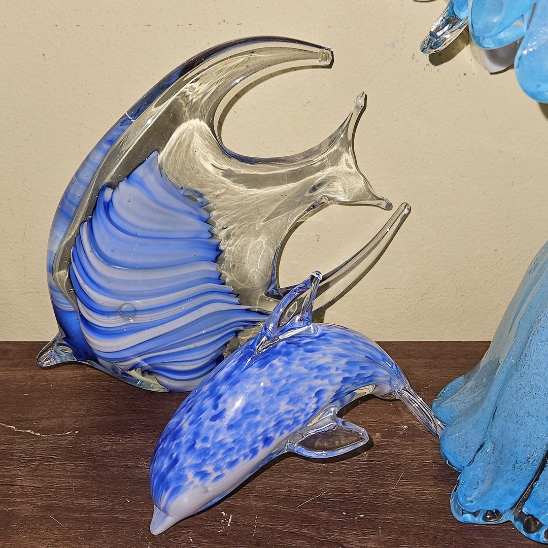 마블 돌고래&물고기 아트글라스 오브제