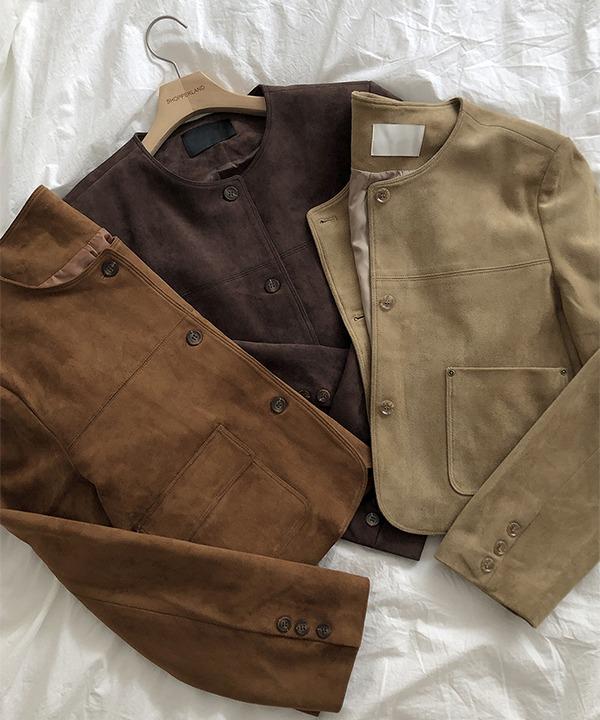 [문의폭주][하객룩]어텀 라운드 스웨이드 자켓 (3color)