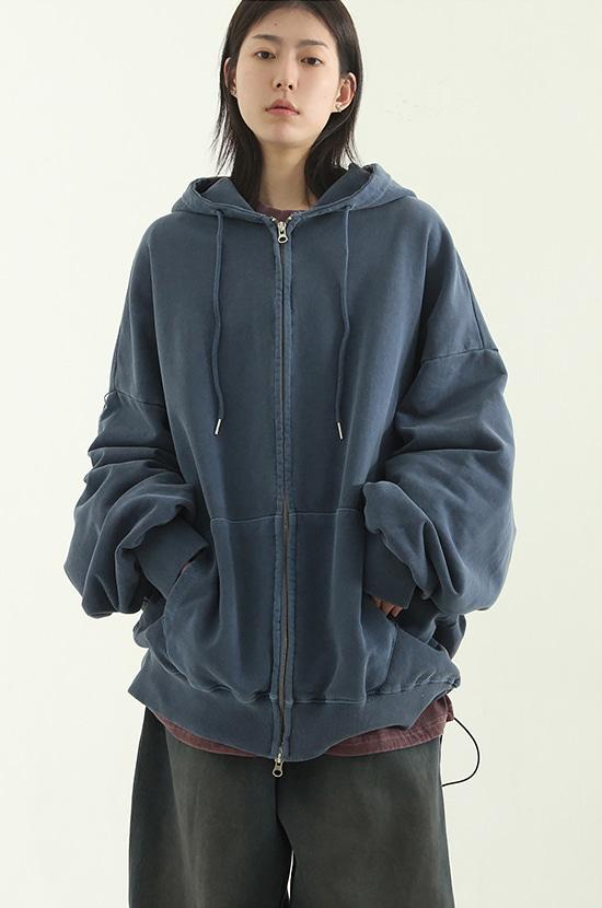 oversize pigmented cotton hood zip-up (unisex)