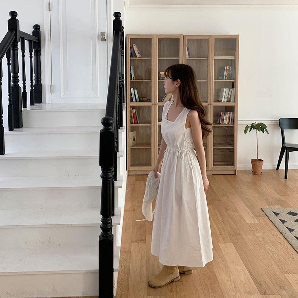 하임 스퀘어넥 나시 스트링  롱 원피스 ops