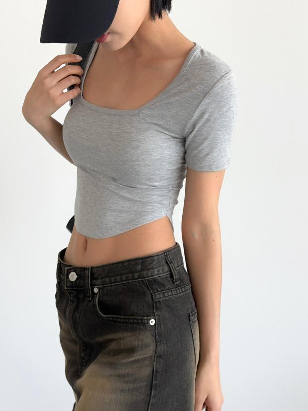 쫀쫀이네모넥언발크롭반팔티 시크릿오즈 네모넥반팔티 크롭반팔티셔츠 쫀쫀한반팔티 언발기장반팔 ozbridge