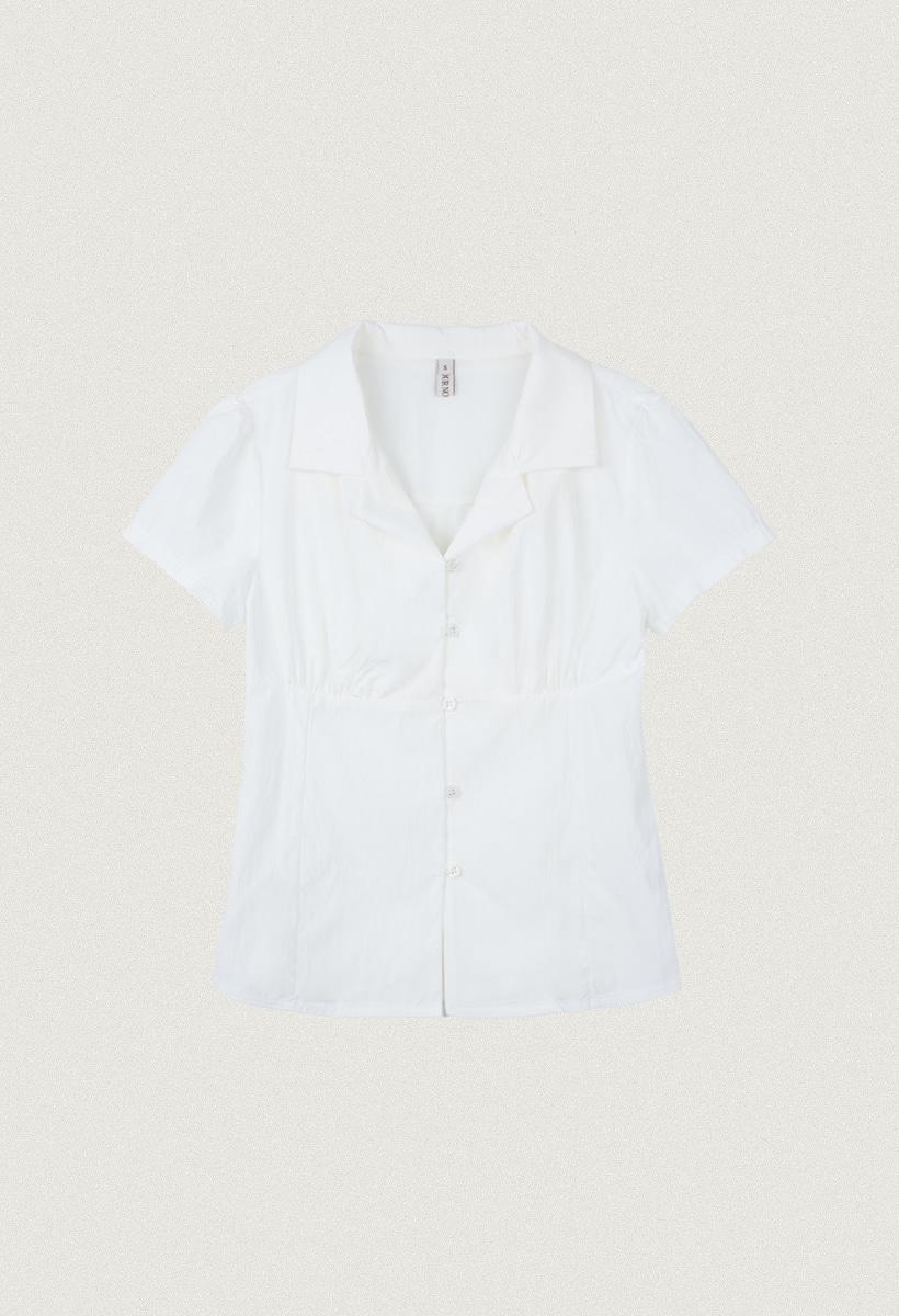 Fitted solid half shirt_Ivory(O25-SH05)