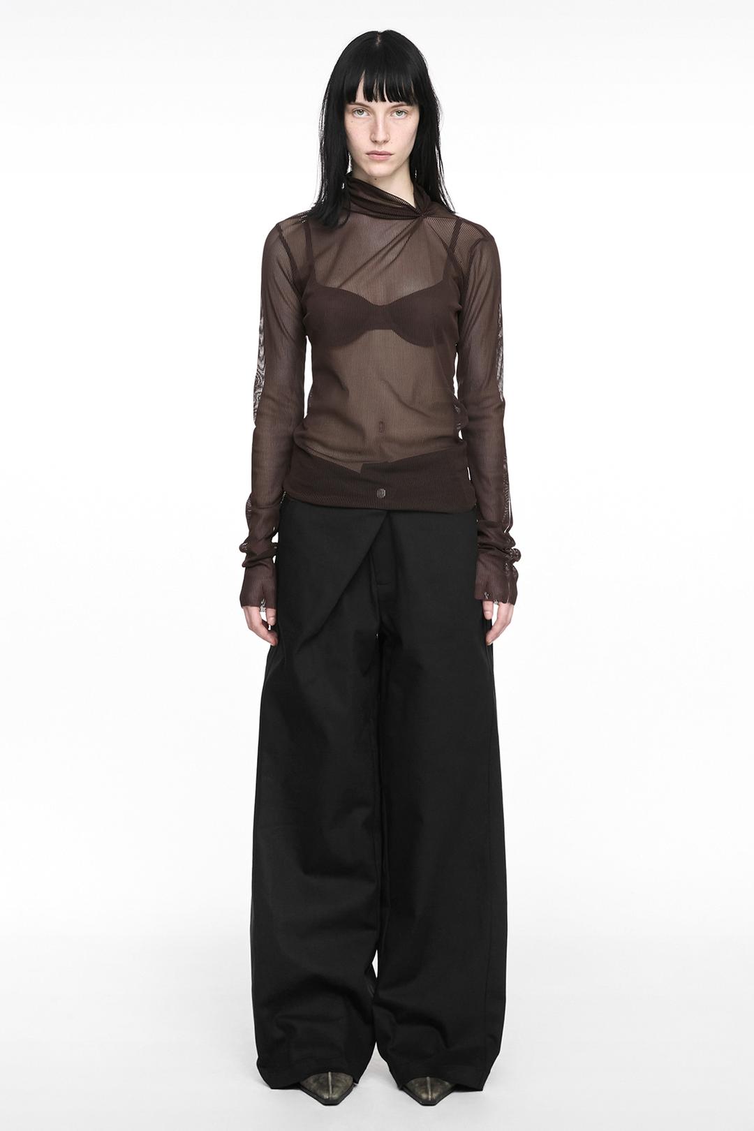 FOLDED WIDE PANTS (UNISEX) BLACK