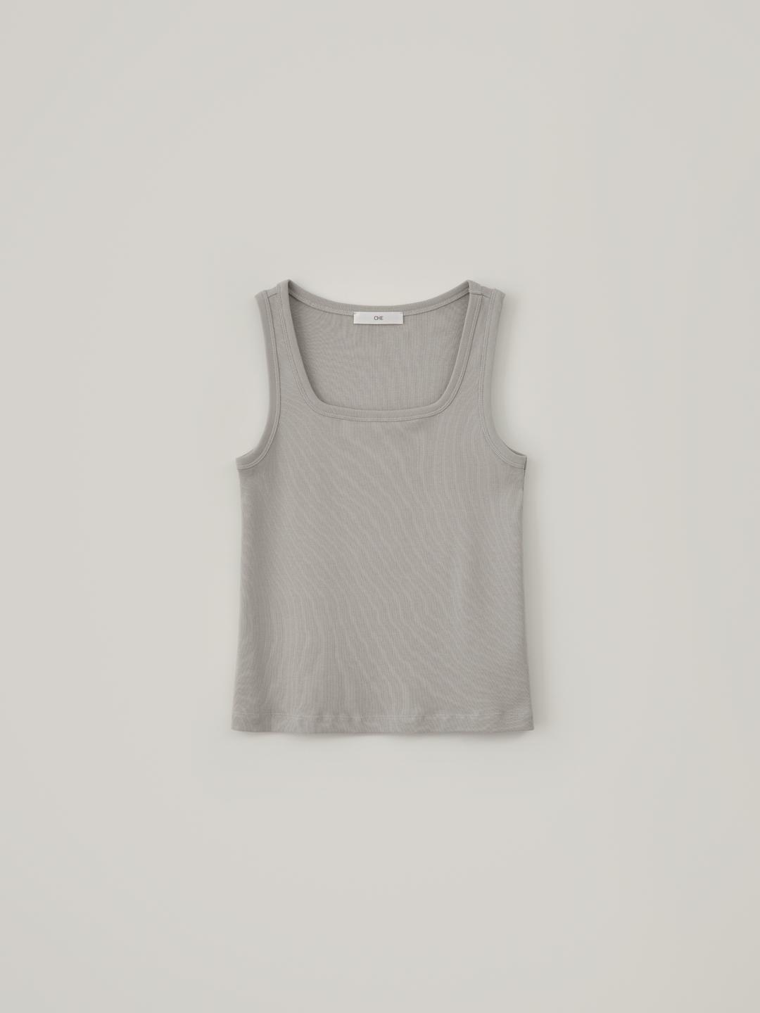 Square Sleeveless Top - Gray