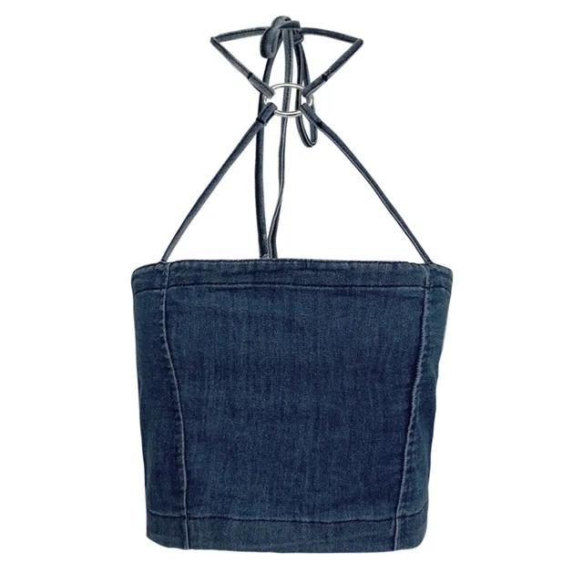 링 데님 스트랩 탑