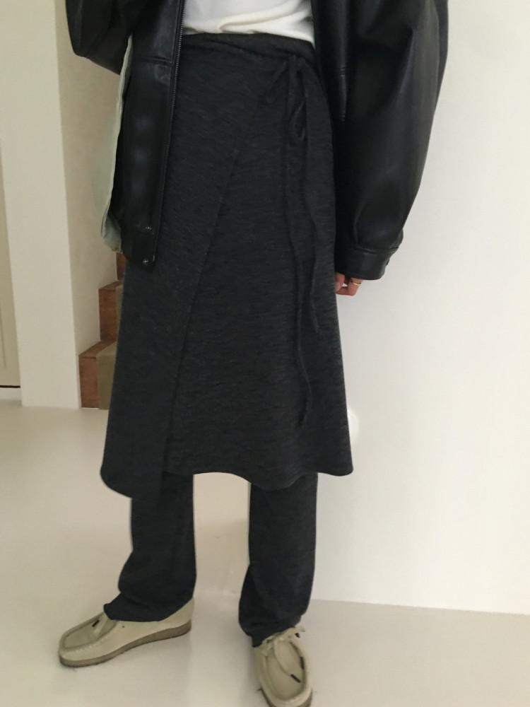 meetme 미트미 골지 랩 스커트 팬츠