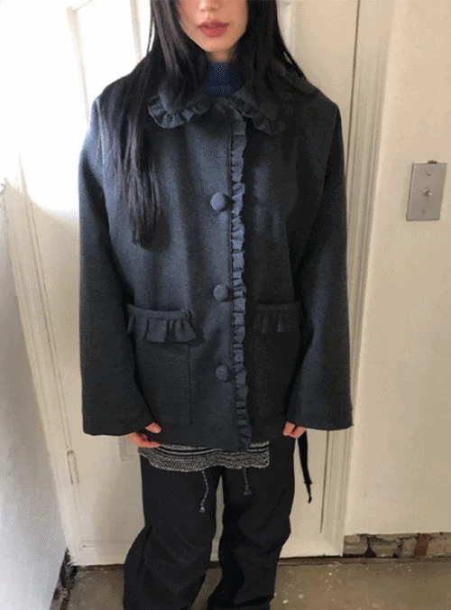 무디 빈티지 프릴 하프코트