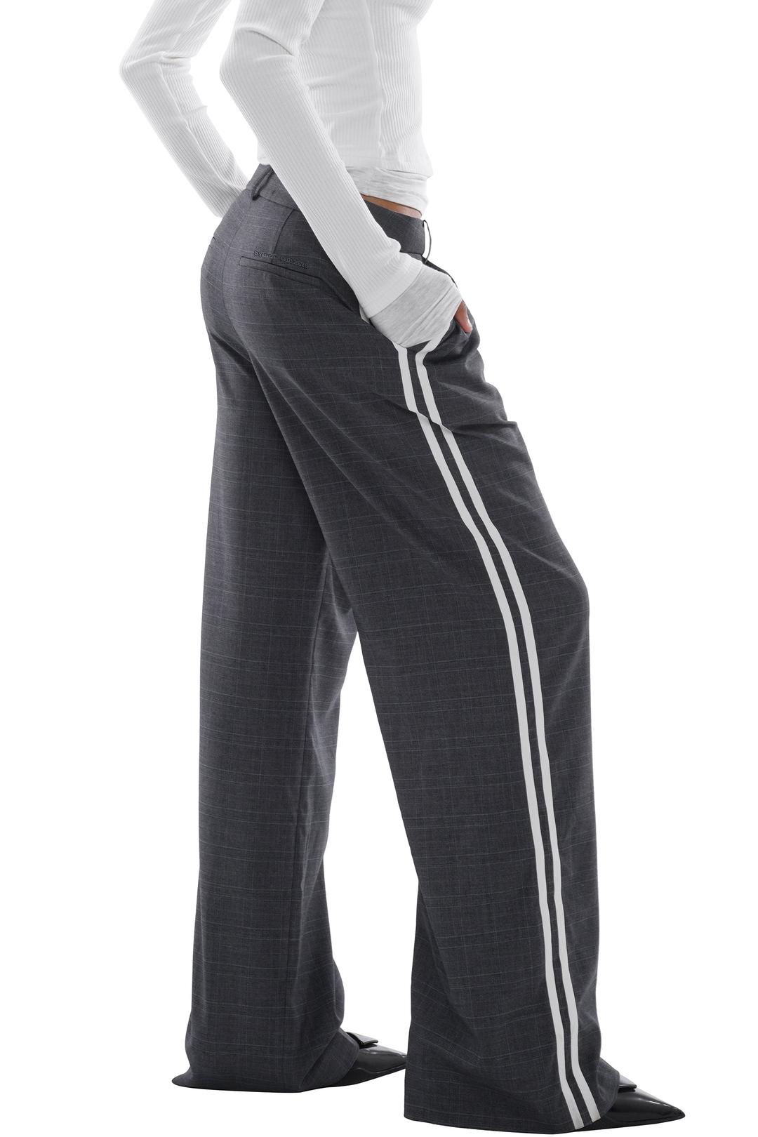 'WEISURE' WIDE LEG SIDE-STRIPE DAD PANTS - S