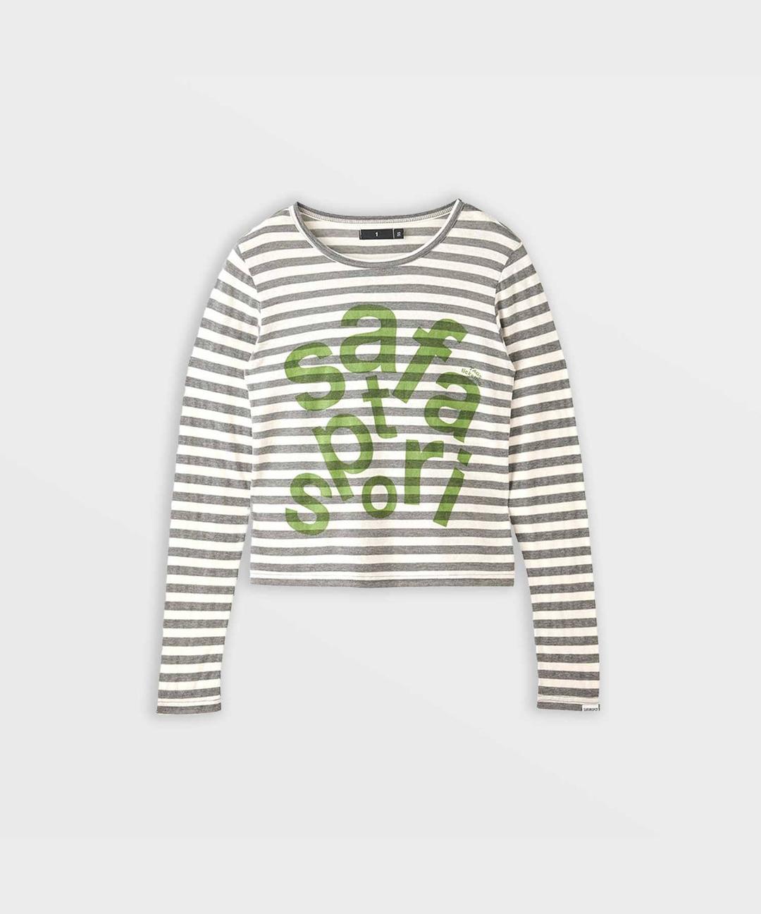 사파리스팟 1/2 Ticketing Stripe Border Tee (Gray)