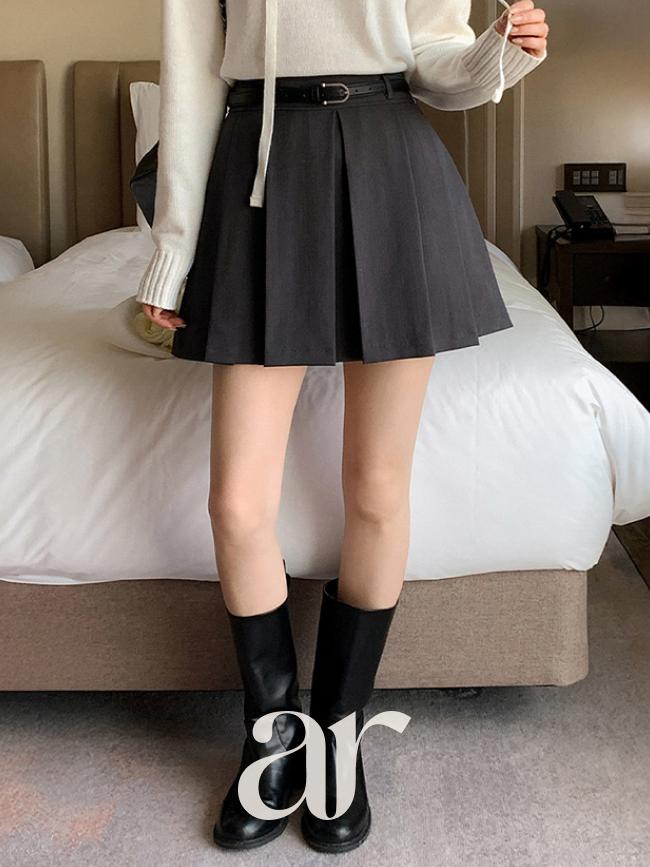 아뜨랑스 11만장 돌파✨ [봄버전/S~XL,벨트세트] 바지안감 주름 미니  스커트 봄스커트 봄옷 벚꽃룩 캠퍼스룩 핀턱미디스커트 데일리룩,데이트룩,캐주얼룩,출근룩,나들이룩,하객룩,면접룩,치마,봄코디 sk6665