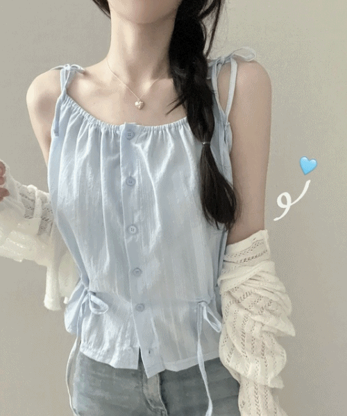 니드온 머랭 스트링 리본 끈 나시bl