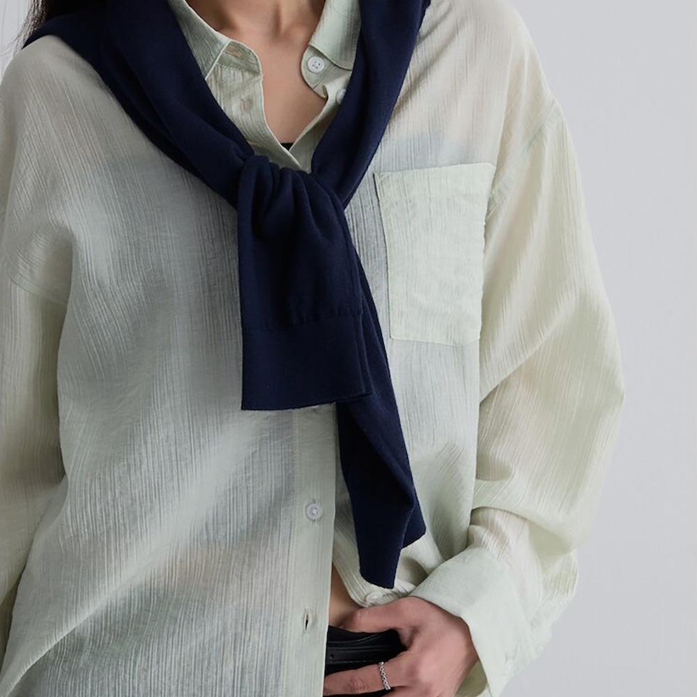 에잇세컨즈 레이온 혼방 오버핏 시어 셔츠  그린 (356364CM4M)