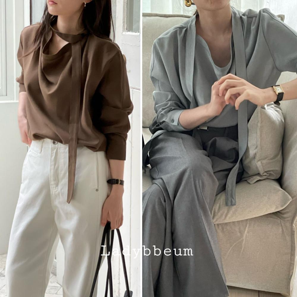 (민트당일) 24FW 브론즈 알레 블라우스 (3col) 긴팔 타이 BL