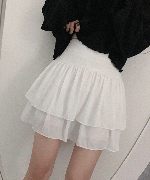 🔥하늘하늘/여리핏🔥 캉캉 쉬폰 미니 플레어 얇은 시원한 소재 여름 뒷밴딩 치마바지 캉캉 스커트 화이트 블랙 휴양지 바캉스 흰색스커트 발레코어룩 키치룩