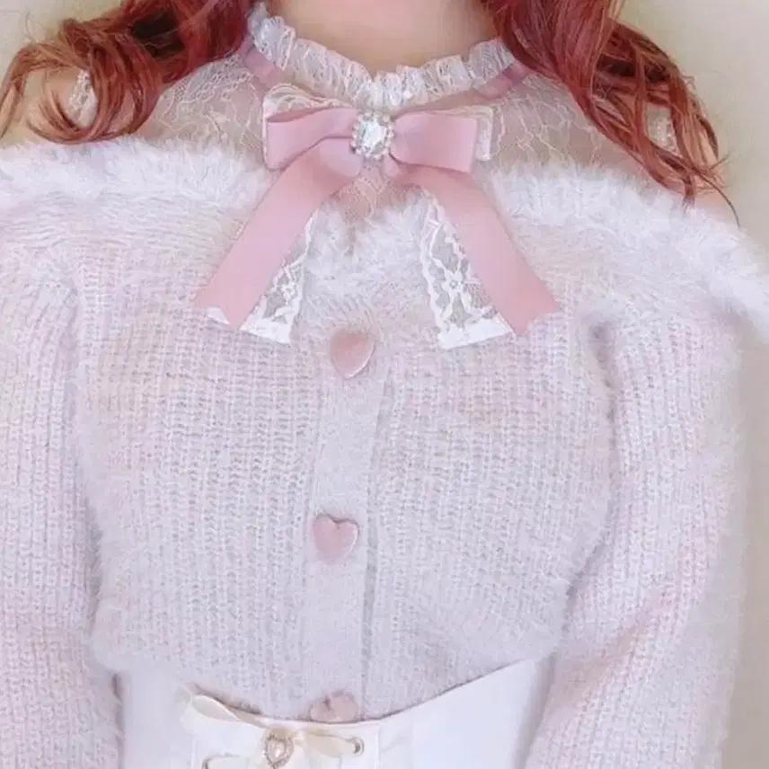 리즈리사 앙고라 니트 핑크