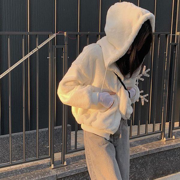 파우 밍크 퍼 후드집업 점퍼 (2color)