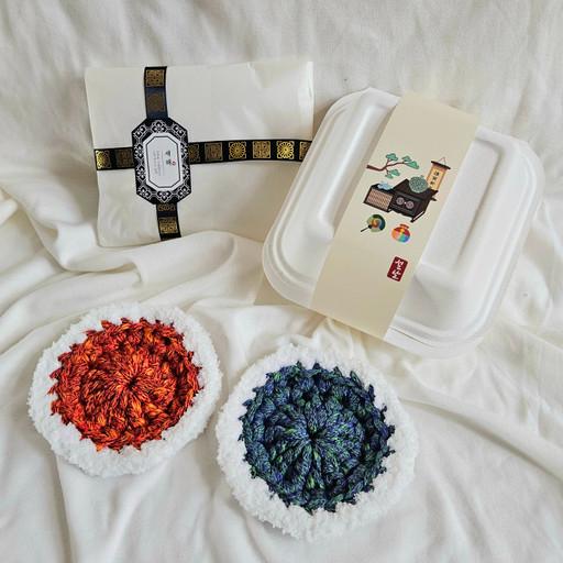 [선물포장] 새해 선물 푸른용과 태양 뜨개 코스터