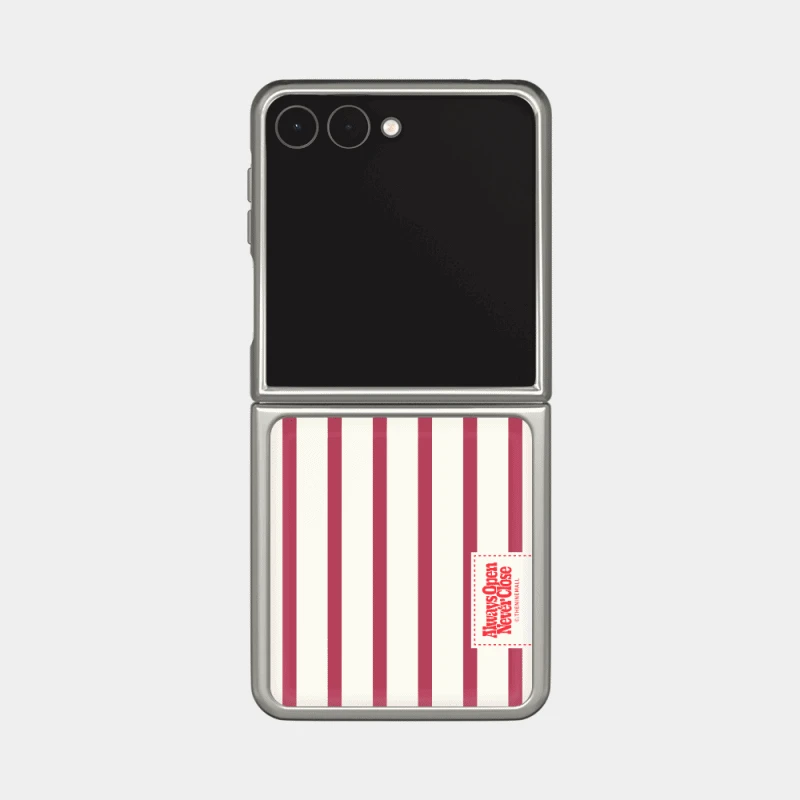 뮤트 스트라이프 라벨 Z플립 실버 범퍼케이스