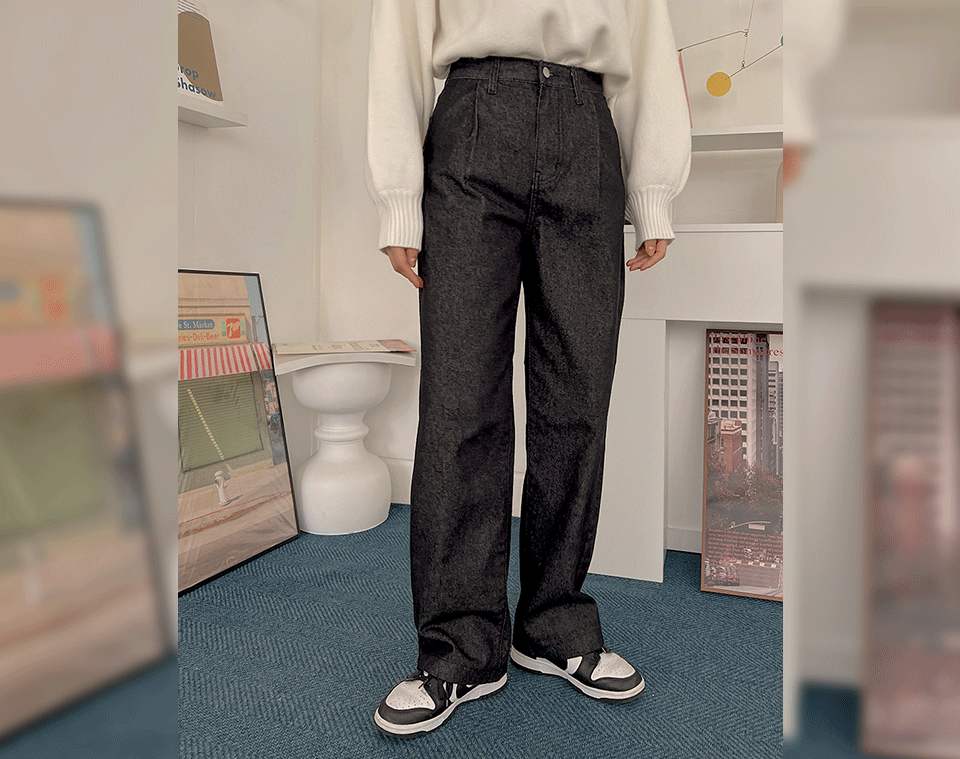 (이염방지) 올디즈 핀턱 와이드핏 생지 데님 팬츠 청바지