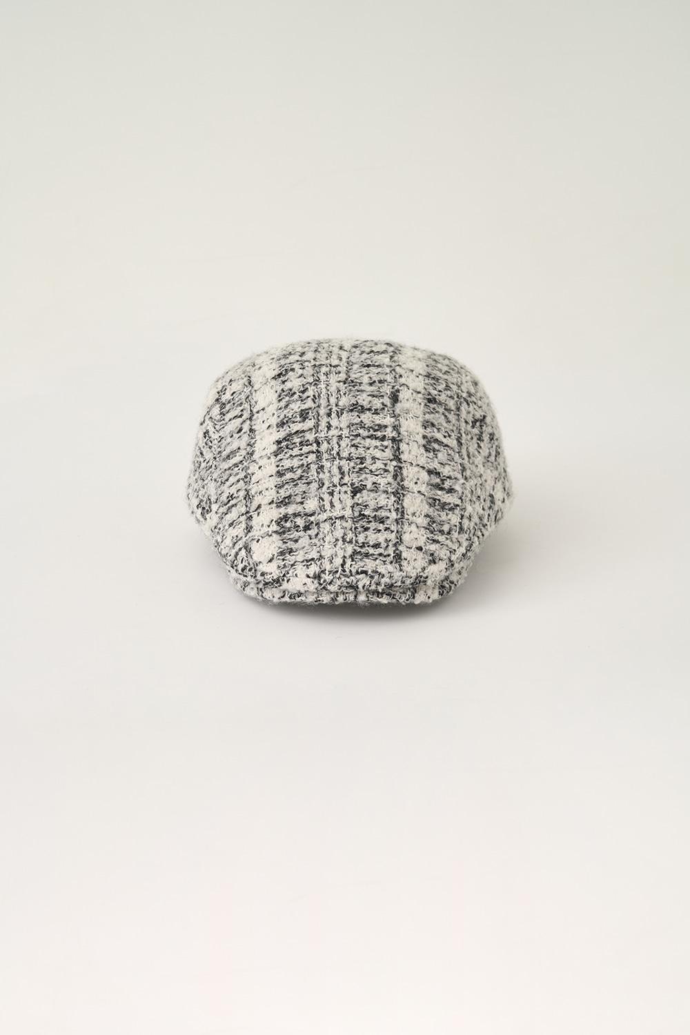 BACK RIBBON TWEED HUNTING CAP_TT5W701GY