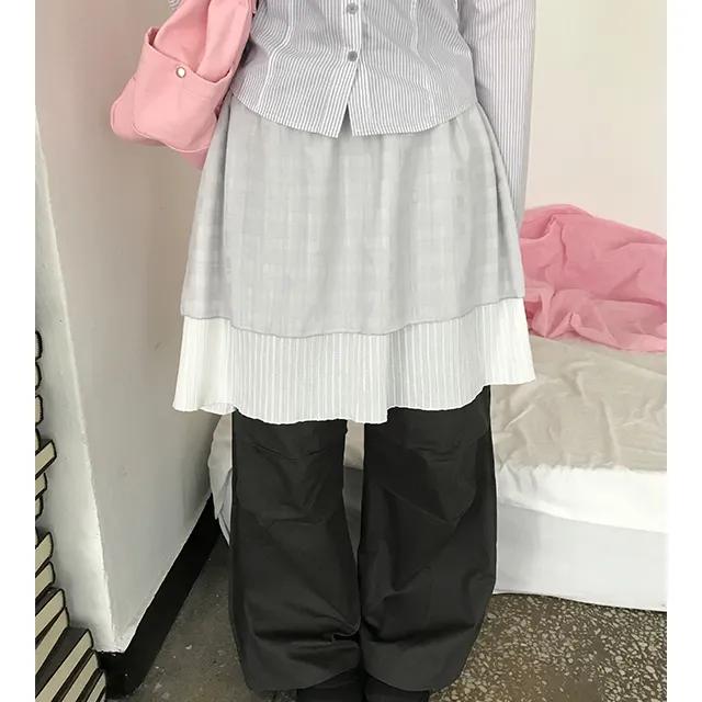 투 레이어드 캉캉 스커트 (GRAY / BLACK)