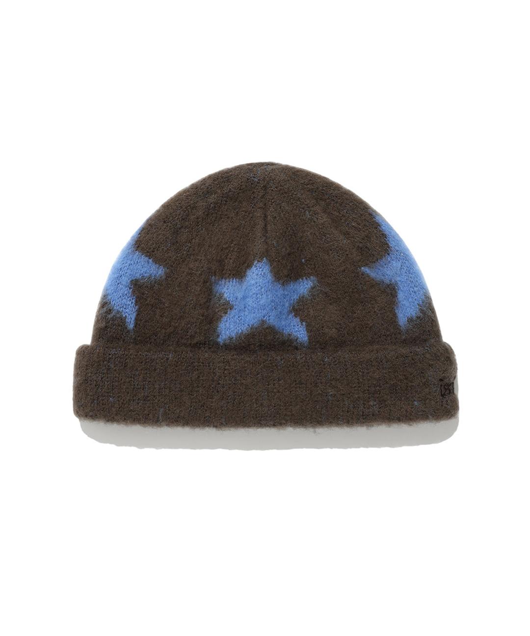 STARS HAIRY CUFF BEANIE_BROWN